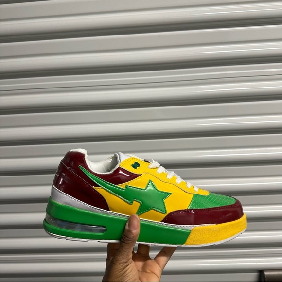 Vintage y2k bape roadsta sneakers shoe green brown yellow mens 12.5 new